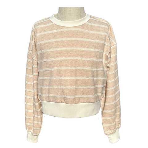 Pleat Collection Almond Stripe Natalie Top