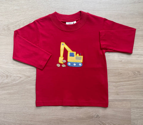 Luigi Kids Red Backhoe Long Sleeve Top