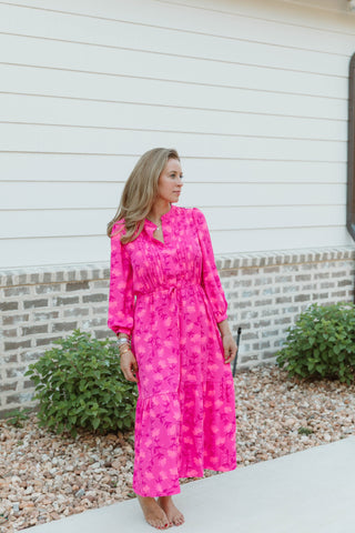 Fuchsia Floral Midi Dress