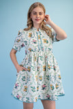 Winding Vine Half Button Floral Dress