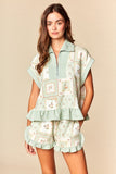 Patchwork Mallard Quarter Zip Short Set