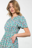 Green Floral Short Dress