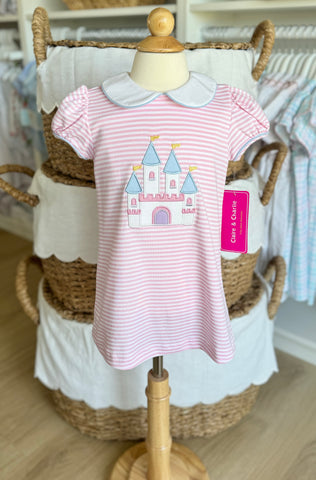 Petit Bebe Knit Pink Stripe Castle Dress