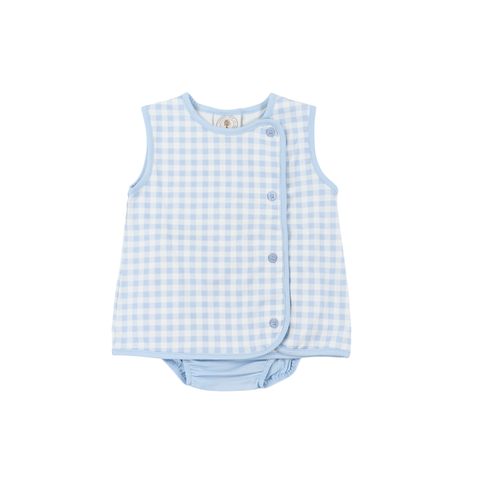 Cypress Row Blue Gingham Diaper Set