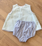Anvy Kids Blue Pastel Plaid Bloomer Set