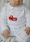 Little English Fire Truck Crochet Playsuit