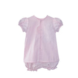 Baby Sen Back Smocked Pink Chick Bloomer Set