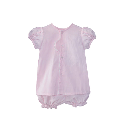 Baby Sen Back Smocked Pink Chick Bloomer Set
