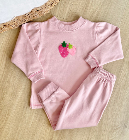 Luigi Kids Light Pink Strawberry Sweatsuit