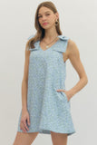 Blue Poppy Floral Bow Shoulder Dress