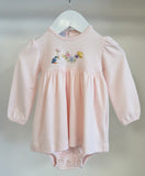 Squiggles by Charlie Pale Pink Hand Embroidered Bluebird Bubble Dress