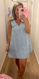 Blue Poppy Floral Bow Shoulder Dress