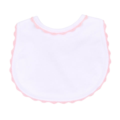 Magnolia Baby Baby Joy Crochet Trim Bib- Pink