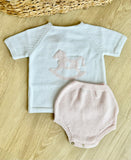 Mi Lucero Pink Rocking Horse Diaper Set