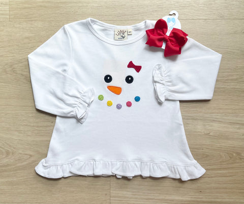 Luigi Kids Girls Snowman Face Long Sleeve Tee