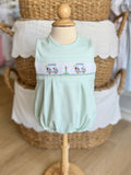 Petit Bebe Knit Mint Gingham Boys Golf Bubble