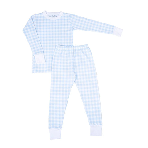 Magnolia Baby Pale Blue Checks Long Pajamas