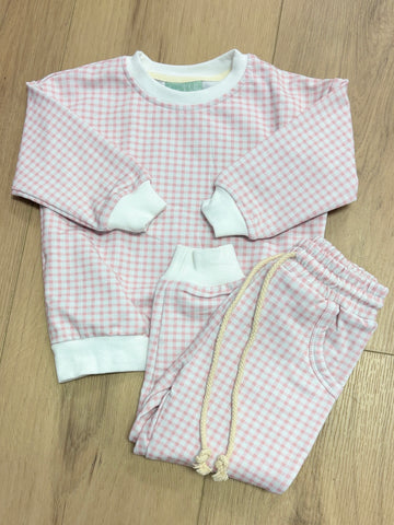 Sage & Lilly Pink Gingham Jogger Set