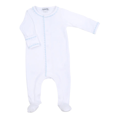 Magnolia Baby Baby Joy Crochet Trim Footie- Blue