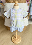 Baby Sen Blue & Yellow Plaid Diaper Set