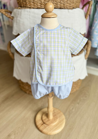 Baby Sen Blue & Yellow Plaid Diaper Set