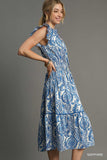 Blue Paisley Midi Dress