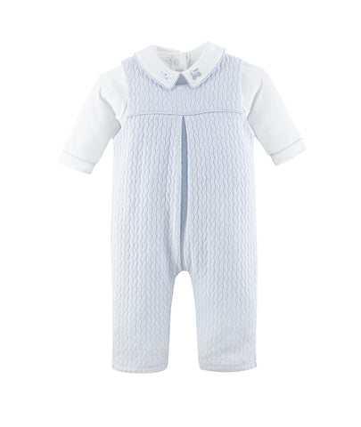 Baby Club Chic Blue Quilted Embroidered Overall Set