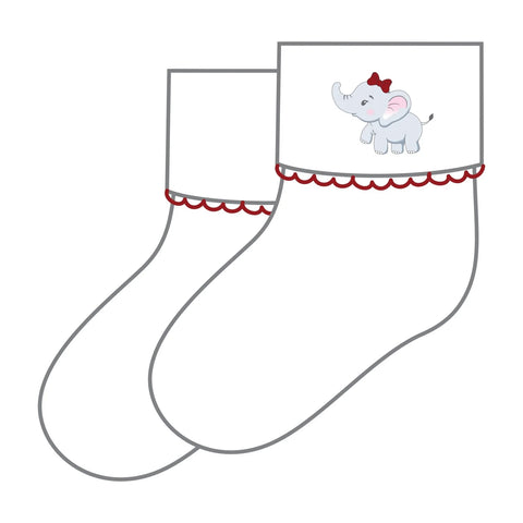 Magnolia Baby Girls Elephant Football Embroidered Socks