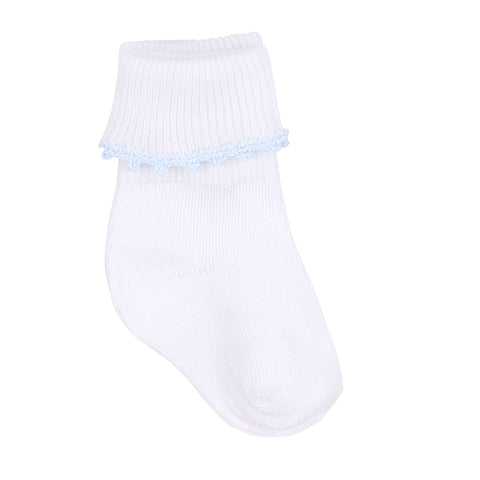 Magnolia Baby Baby Joy Crochet Trim Socks- Blue
