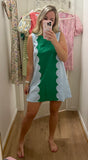 Blue & Green Scallop Dress