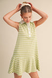 Lime Green Gingham Collar Dress