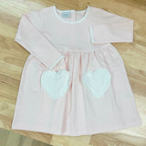 Squiggles by Charlie Pink Dot Heart Pocket Long Sleeve Dress