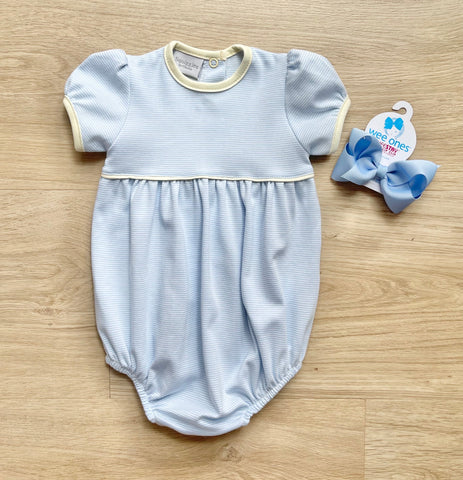 Squiggles by Charlie Blue Mini Stripe/Yellow Bubble