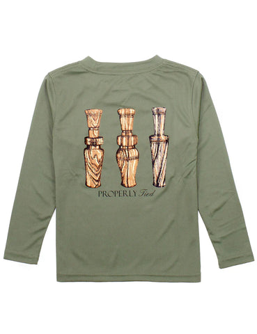Properly Tied Olive Duck Call Performance Tee