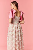 Floral Organza Bow Shoulder Maxi Dress
