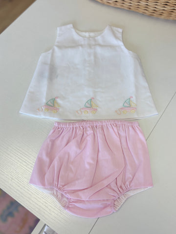 Baby Sen Pink Sailboat Diaper Set