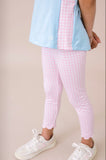 Set Athletic Sadie Scallop Legging- Cotton Candy Pink Check