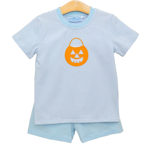Trotter Street Blue Jack O Lantern Short Set