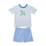 Zuccini Kids Light Blue Knit Airplane Short Set