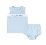 Lullaby Set Pima Train Smocked Diaper Set