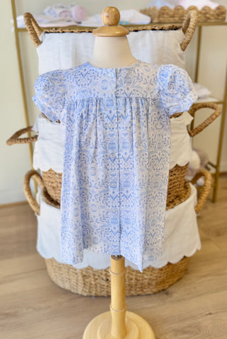 Anvy Kids Blue Egg Toile Clara Dress