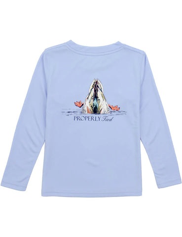 Properly Tied Light Blue Diving Mallard Performance Tee