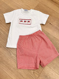 Petit Bebe Red Gingham Flag Short Set