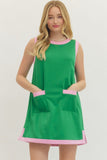 Pink & Green Athleisure Pocket Dress