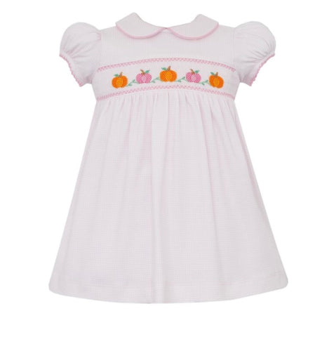 Petit Bebe Knit Pink Gingham Smocked Pumpkin Dress