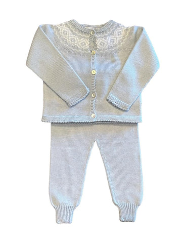 Mi Lucero Light Blue Fair Isle Jogger Set