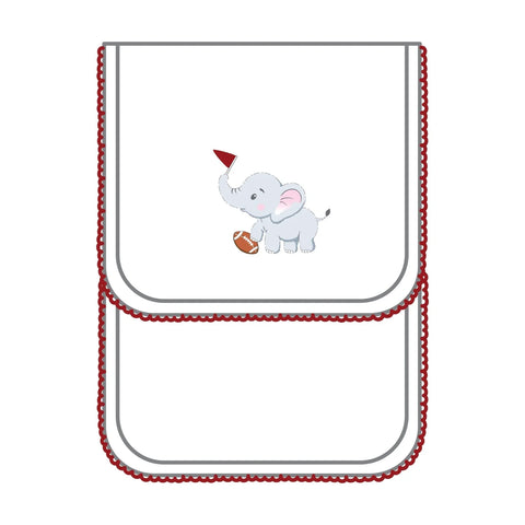 Magnolia Baby Elephant Football Embroidered Burp Cloth