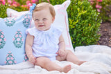 Little English Blue Bow Bouquet Smocked Bishop Bubble