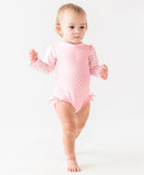 Ruffle Butts Pink Dot Rash Guard One Piece
