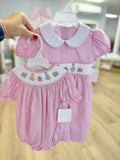 Petit Bebe Pink Gingham Bishop Birthday Bubble